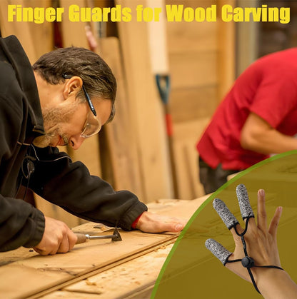 2 Set Thumb and Finger Guards for Wood Carving, Non-slip and Durable Finger Protectors for Handworking, Elastic Finger Sleeve for Man and Woman