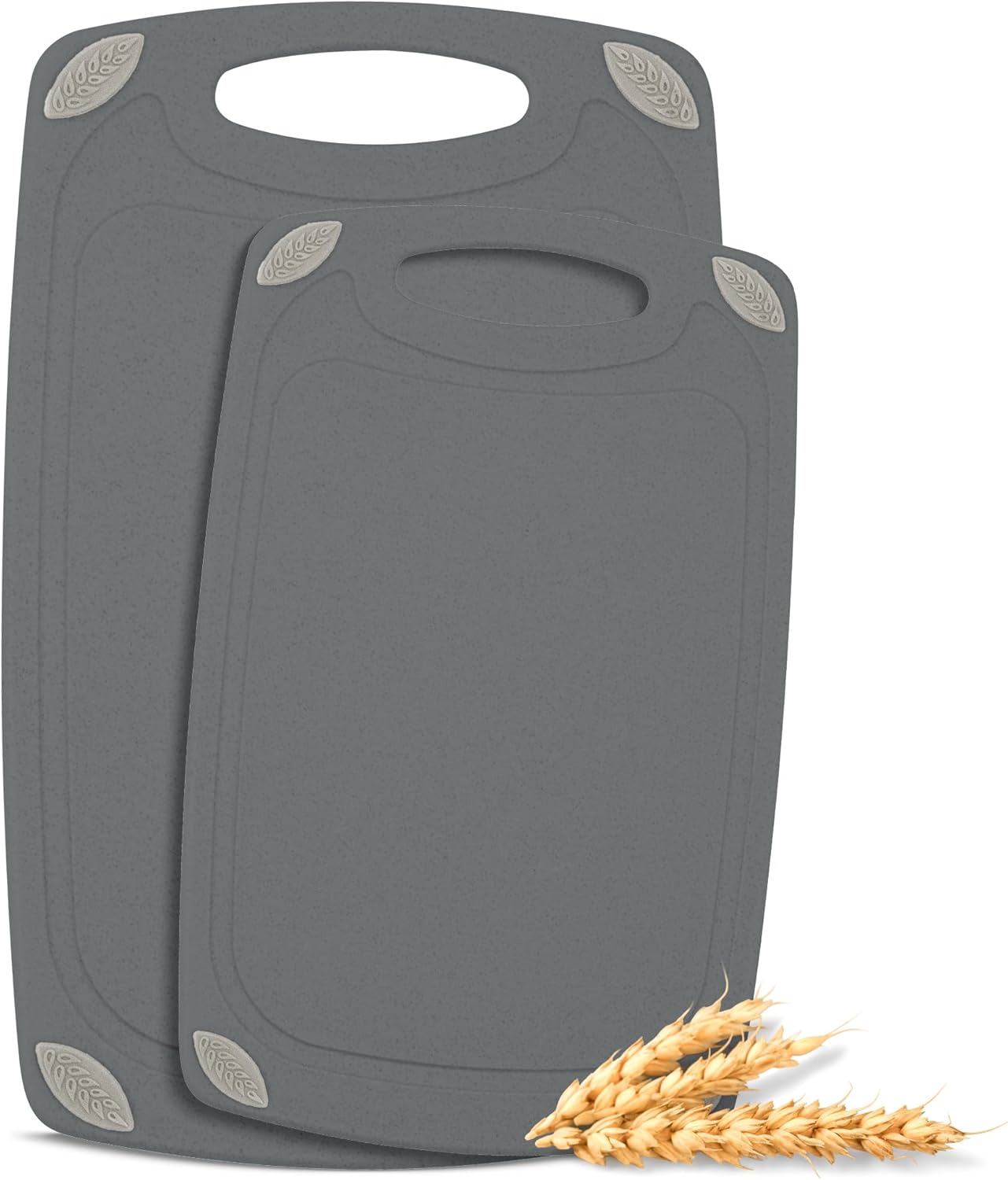 2-Piece Reversible Cutting Board Set Made with Natural Wheat Straw Fiber, Eco-Conscious Food Safe Kitchen Essentials, Gluten Free & BPA Free Chopping Boards for Kitchen