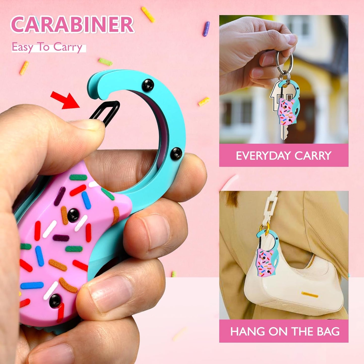 BIRD 3 Pack Pink Pocket Knife for Women | 1.3'' Mini Box Cutter with Unique Donut Design, Cute Folding Utility Knife,Ideal Gifts for Men and Women (PINK DONUT*3)