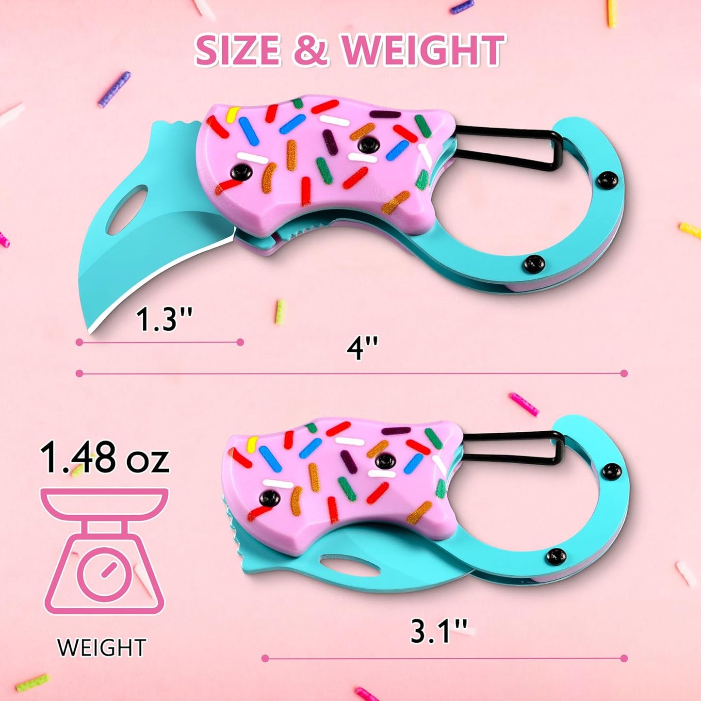 BIRD 3 Pack Pink Pocket Knife for Women | 1.3'' Mini Box Cutter with Unique Donut Design, Cute Folding Utility Knife,Ideal Gifts for Men and Women (PINK DONUT*3)