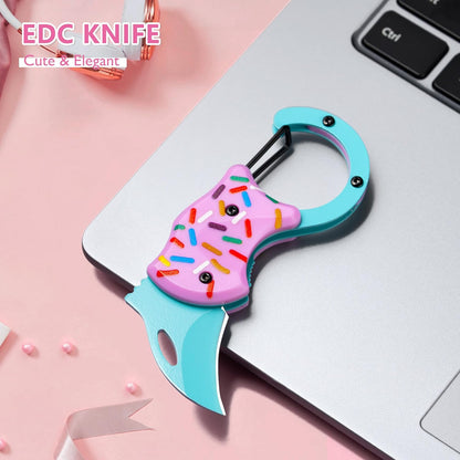 BIRD 3 Pack Pink Pocket Knife for Women | 1.3'' Mini Box Cutter with Unique Donut Design, Cute Folding Utility Knife,Ideal Gifts for Men and Women (PINK DONUT*3)