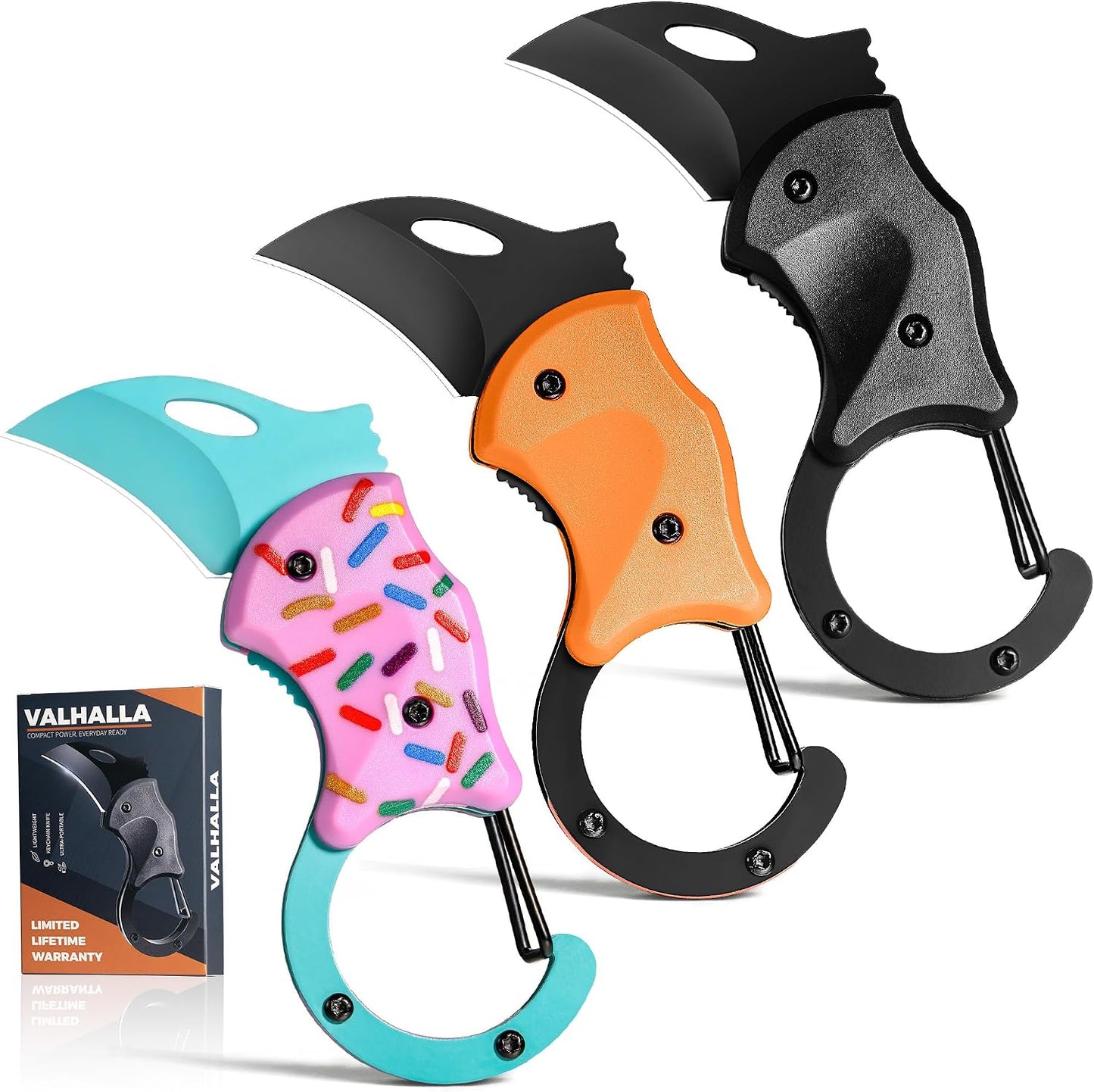 BIRD 3 Pack Pink Pocket Knife for Women | 1.3'' Mini Box Cutter with Unique Donut Design, Cute Folding Utility Knife,Ideal Gifts for Men and Women (PINK DONUT*3)
