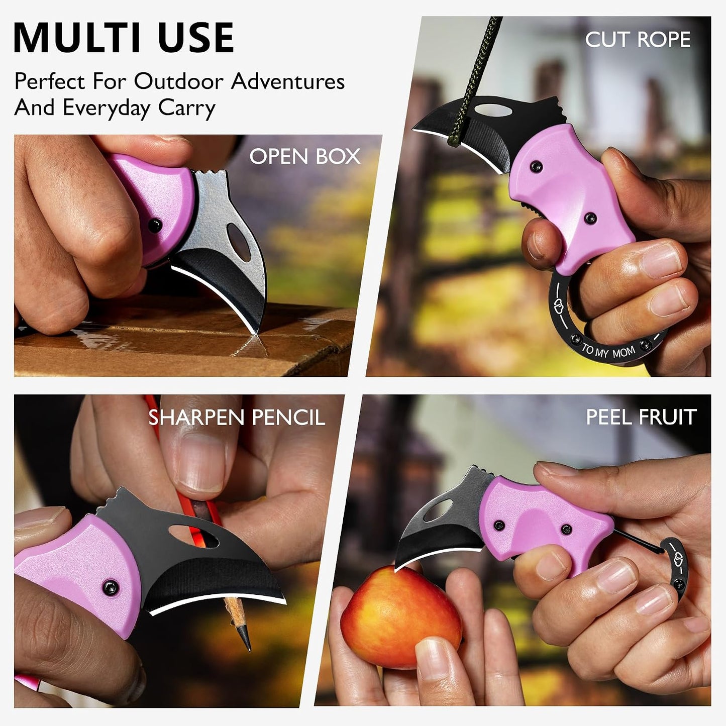 BIRD 3 Pack Pink Pocket Knife for Women | 1.3'' Mini Box Cutter with Unique Donut Design, Cute Folding Utility Knife,Ideal Gifts for Men and Women (PINK DONUT*3)