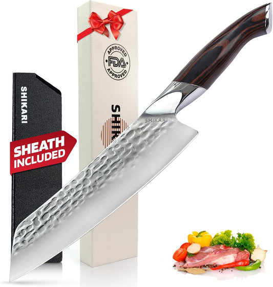 Santoku Knife 7 Inch – VG10 Super Sharp Vegetable Knife – Ergonomic Full Tang Chopping Knife with Pakkawood Handle – Japanese-Style Santoku Sharp Knives for Kitchen
