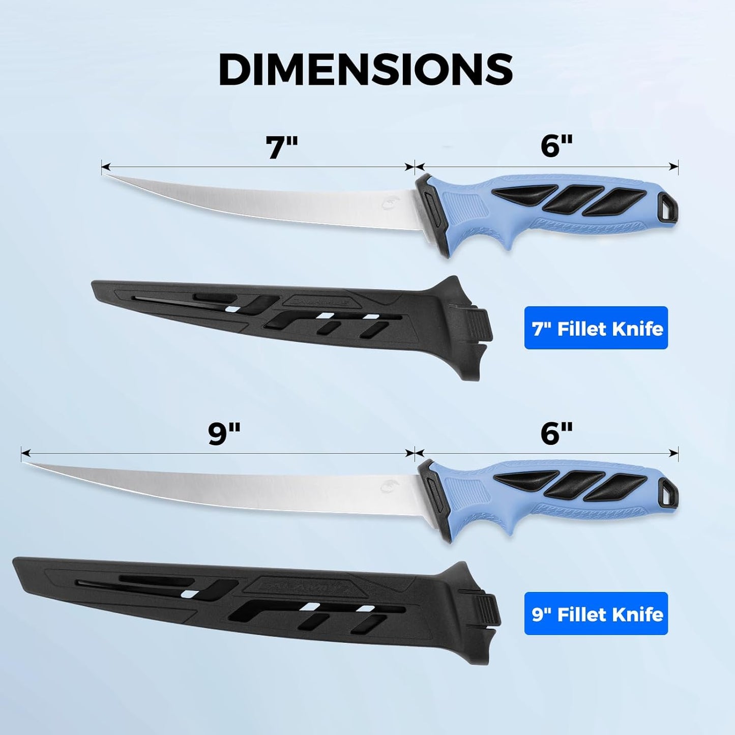 SwiftEdge Fillet Knife Set,7"&9" Fillter Knife | G4116 German Stainless Steel,Ultra-sharp,Flexible blade,Corrosion resistant,Non-slip grip,Fishing Gift for Men
