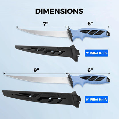 SwiftEdge Fillet Knife Set,7"&9" Fillter Knife | G4116 German Stainless Steel,Ultra-sharp,Flexible blade,Corrosion resistant,Non-slip grip,Fishing Gift for Men