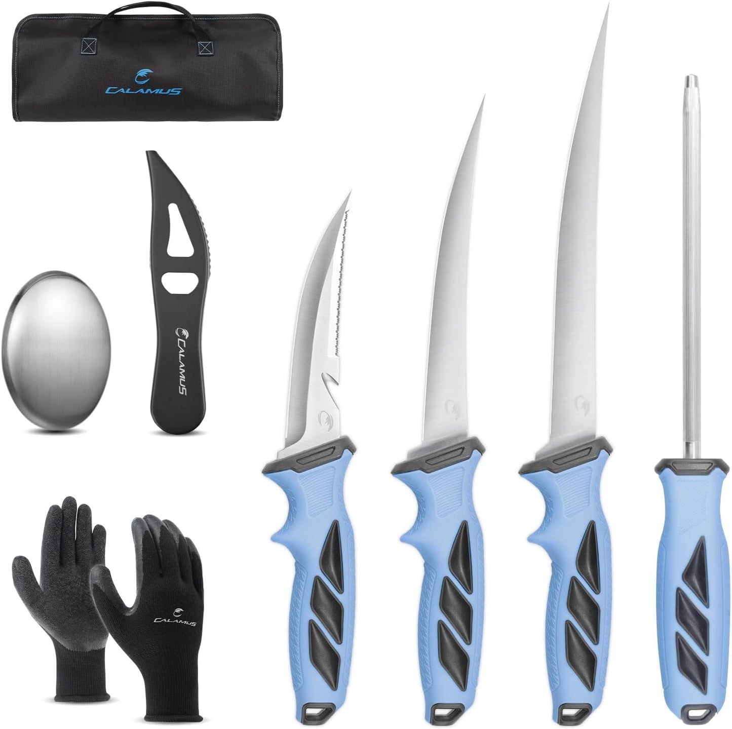 SwiftEdge Fillet Knife Set,7"&9" Fillter Knife | G4116 German Stainless Steel,Ultra-sharp,Flexible blade,Corrosion resistant,Non-slip grip,Fishing Gift for Men
