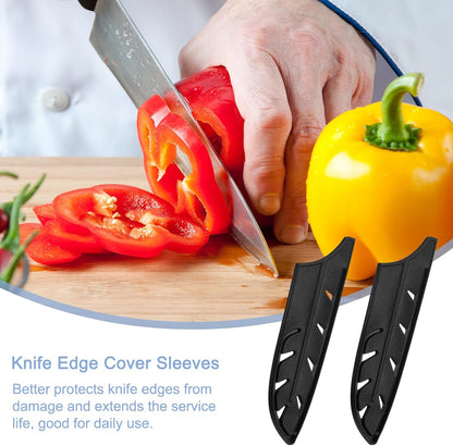 Knife Cover Sleeves Blade Edge Guards for 5" Santoku Knife Blade Edge Protector Universal Knife Sheath for Kitchen, Black