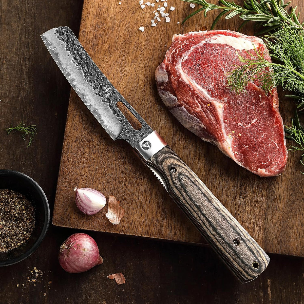 440A Forged Stainless Steel Sharp Folding Chef Knife Peeling Utility Fruit Knife Colorful Wood Handle Camping Barbecue Outdoor Portable Fruit Knife