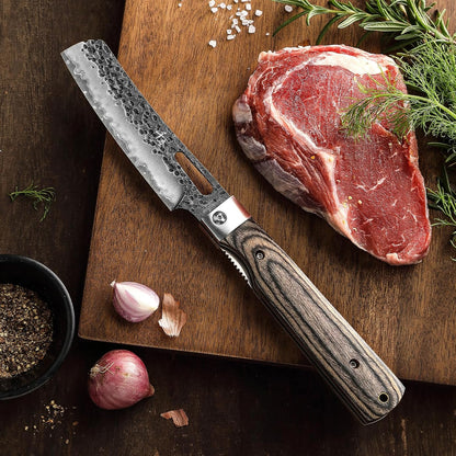 440A Forged Stainless Steel Sharp Folding Chef Knife Peeling Utility Fruit Knife Colorful Wood Handle Camping Barbecue Outdoor Portable Fruit Knife