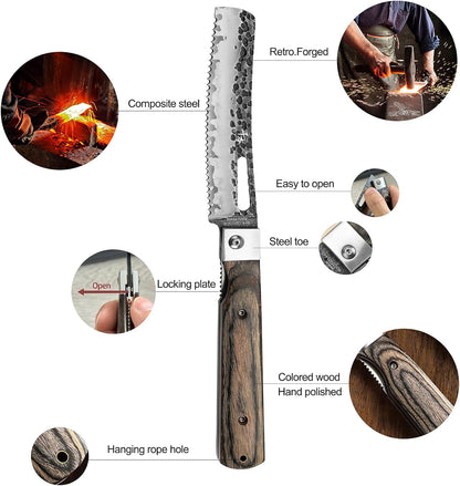 440A Forged Stainless Steel Sharp Folding Chef Knife Peeling Utility Fruit Knife Colorful Wood Handle Camping Barbecue Outdoor Portable Fruit Knife