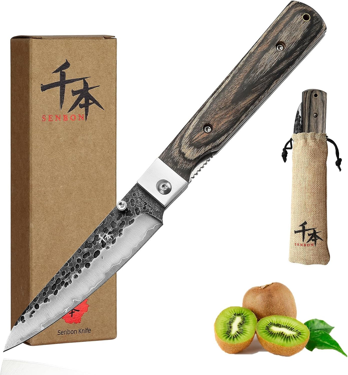 440A Forged Stainless Steel Sharp Folding Chef Knife Peeling Utility Fruit Knife Colorful Wood Handle Camping Barbecue Outdoor Portable Fruit Knife
