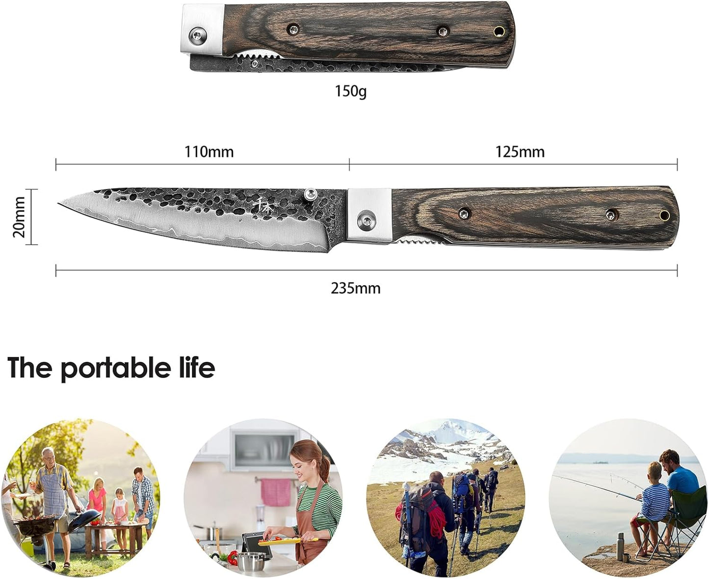 440A Forged Stainless Steel Sharp Folding Chef Knife Peeling Utility Fruit Knife Colorful Wood Handle Camping Barbecue Outdoor Portable Fruit Knife