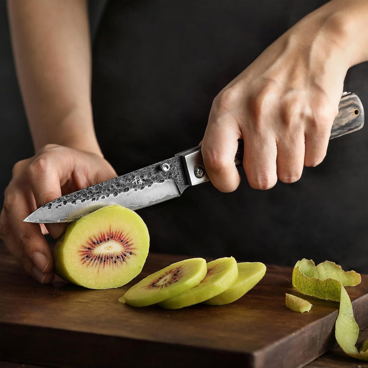440A Forged Stainless Steel Sharp Folding Chef Knife Peeling Utility Fruit Knife Colorful Wood Handle Camping Barbecue Outdoor Portable Fruit Knife
