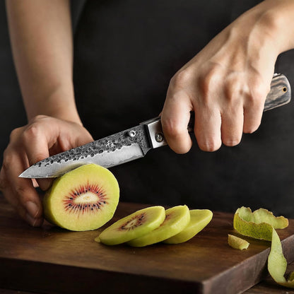 440A Forged Stainless Steel Sharp Folding Chef Knife Peeling Utility Fruit Knife Colorful Wood Handle Camping Barbecue Outdoor Portable Fruit Knife