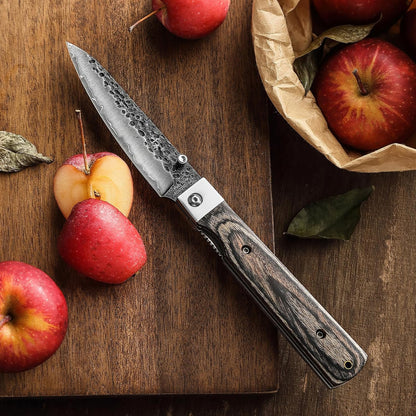 440A Forged Stainless Steel Sharp Folding Chef Knife Peeling Utility Fruit Knife Colorful Wood Handle Camping Barbecue Outdoor Portable Fruit Knife