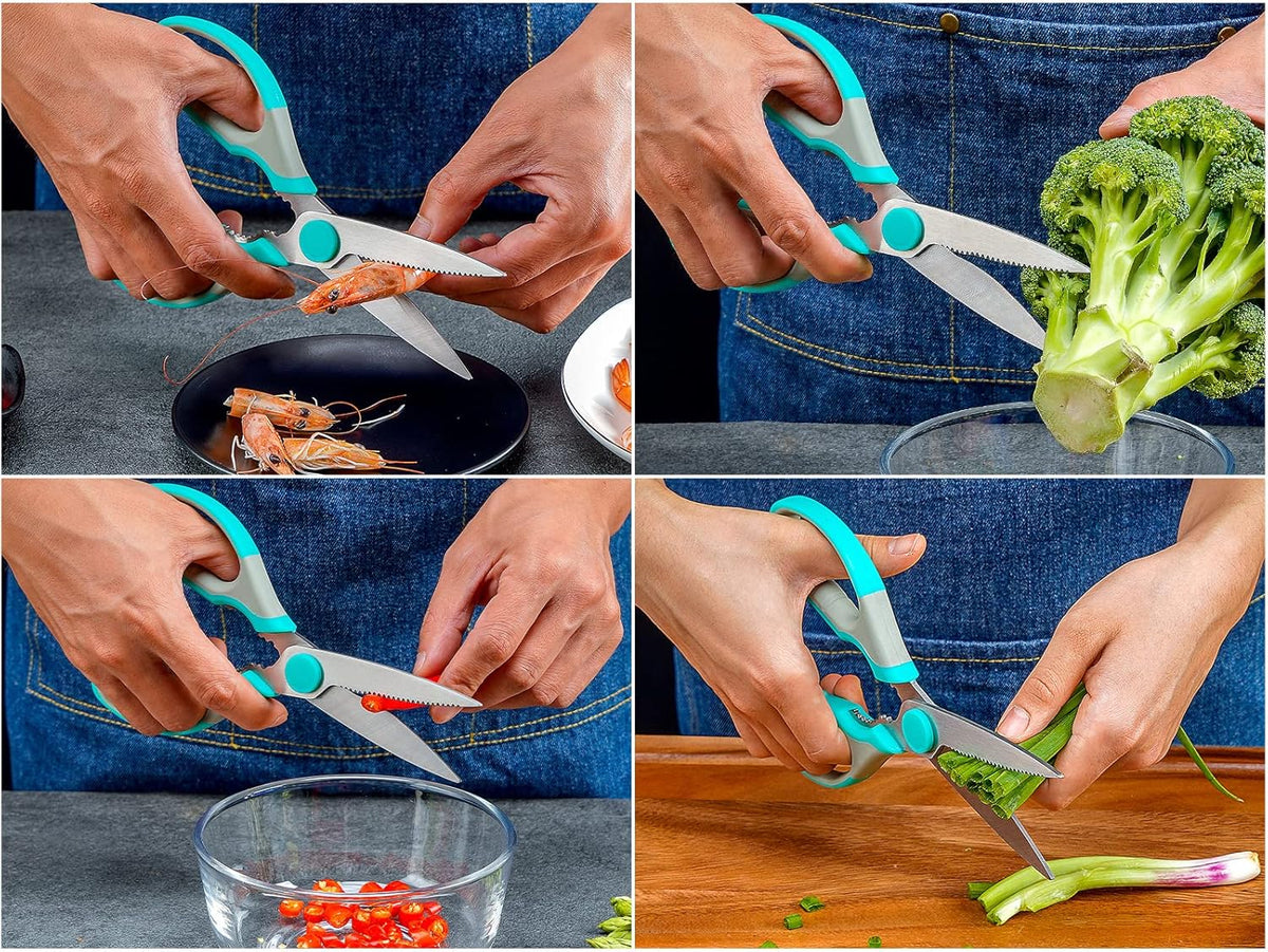 Kitchen Scissors, Stainless Steel Multi-Purpose Cooking Shears Heavy Duty for Meat Chicken Poultry Fish Vegetable Cutting, Dishwasher Safe