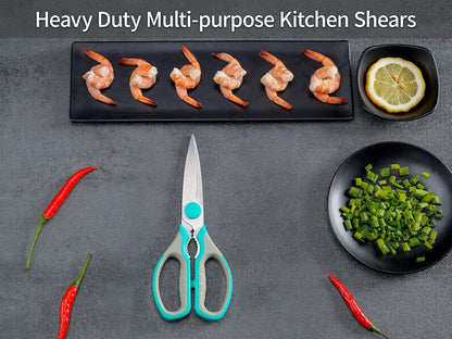 Kitchen Scissors, Stainless Steel Multi-Purpose Cooking Shears Heavy Duty for Meat Chicken Poultry Fish Vegetable Cutting, Dishwasher Safe