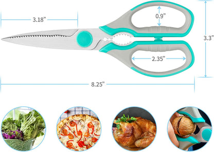 Kitchen Scissors, Stainless Steel Multi-Purpose Cooking Shears Heavy Duty for Meat Chicken Poultry Fish Vegetable Cutting, Dishwasher Safe