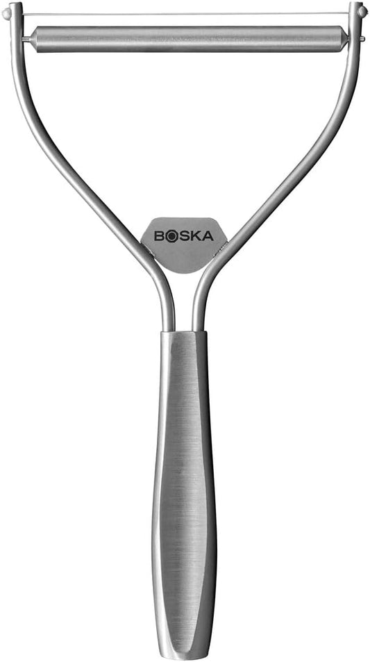 Cheese Slicer with Wire - Monaco for All Types of Cheese - Handheld Cheese Cutter - for Kitchen Cooking - Non-Stick Silver - 3 Replacement Wires - Dishwasher Safe