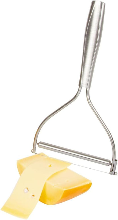 Cheese Slicer with Wire - Monaco for All Types of Cheese - Handheld Cheese Cutter - for Kitchen Cooking - Non-Stick Silver - 3 Replacement Wires - Dishwasher Safe