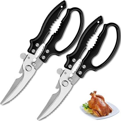2 Pack Heavy Duty Poultry Shears, All Purpose Kitchen Scissors for Food, Kitchen Shears Set for Chicken Turkey Meat Fish Vegetables, Non-slip Handle & Safety Lock