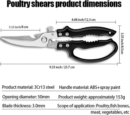 2 Pack Heavy Duty Poultry Shears, All Purpose Kitchen Scissors for Food, Kitchen Shears Set for Chicken Turkey Meat Fish Vegetables, Non-slip Handle & Safety Lock