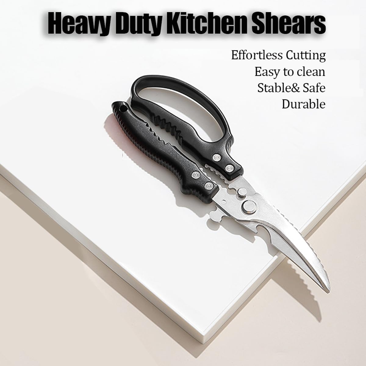 2 Pack Heavy Duty Poultry Shears, All Purpose Kitchen Scissors for Food, Kitchen Shears Set for Chicken Turkey Meat Fish Vegetables, Non-slip Handle & Safety Lock