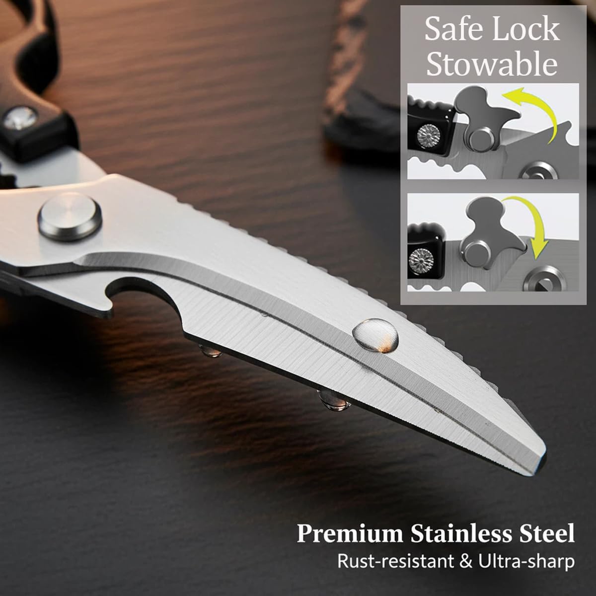 2 Pack Heavy Duty Poultry Shears, All Purpose Kitchen Scissors for Food, Kitchen Shears Set for Chicken Turkey Meat Fish Vegetables, Non-slip Handle & Safety Lock
