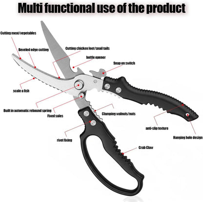 2 Pack Heavy Duty Poultry Shears, All Purpose Kitchen Scissors for Food, Kitchen Shears Set for Chicken Turkey Meat Fish Vegetables, Non-slip Handle & Safety Lock