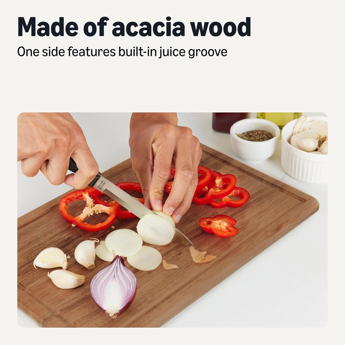 Wooden Chopping Boards, 3-Piece Set, Acacia Wood, Pre-Oiled with Juice Groove