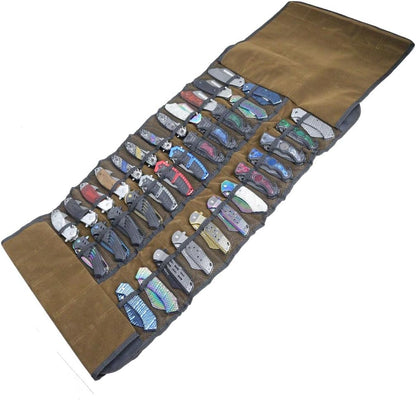 34" Knife Holder Mesh Pockets Canvas Knives Roll Storage Bag 36pc Max