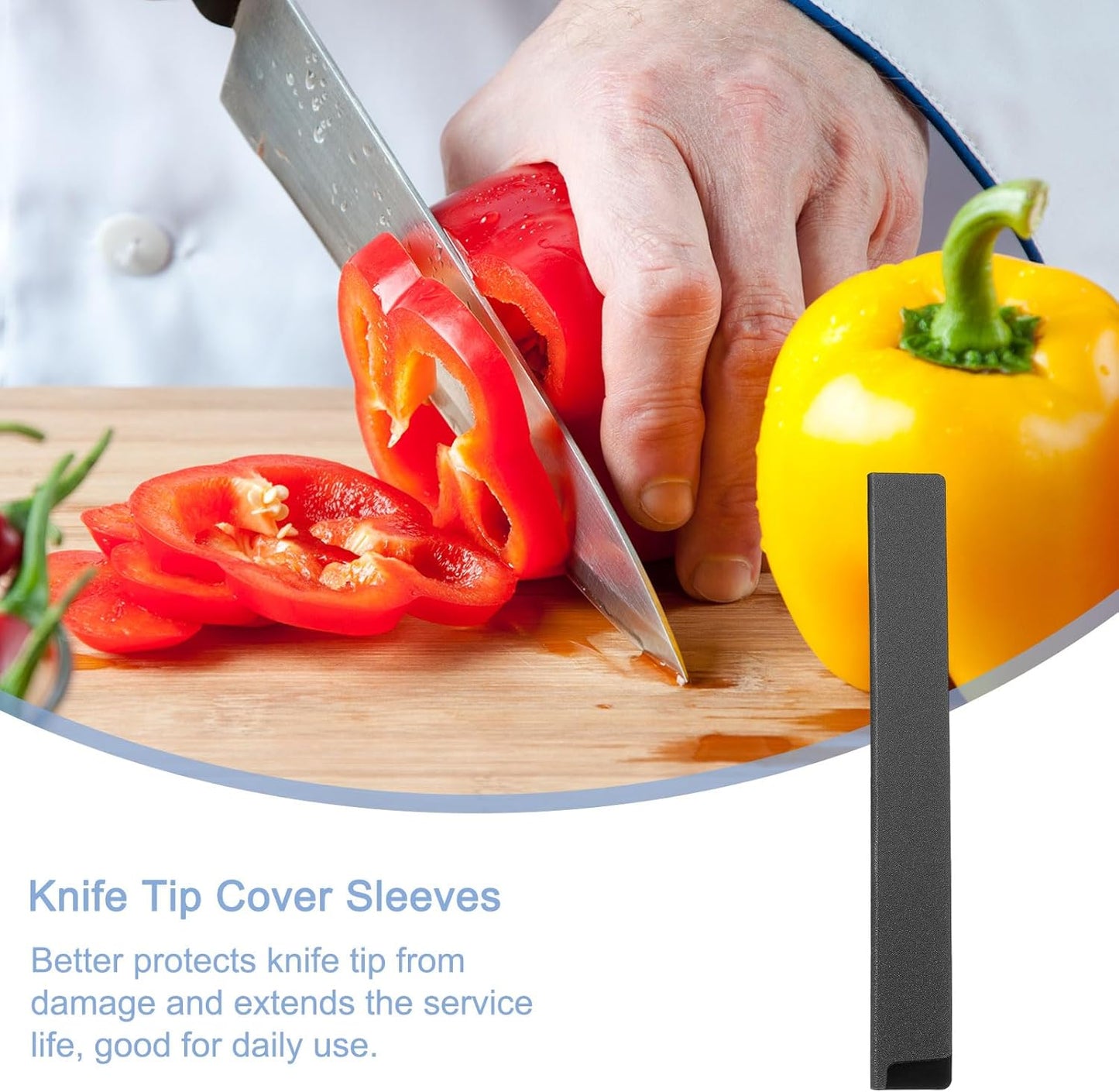 2 Pcs Knife Tip Guards 12.6"x 1.5" ABS Knife Cover Sleeves Knife Case Blade Protector Universal Knife Sheath for Home Kitchen Knife, Black