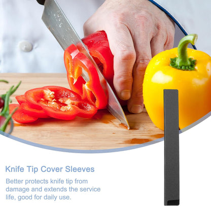 2 Pcs Knife Tip Guards 12.6"x 1.5" ABS Knife Cover Sleeves Knife Case Blade Protector Universal Knife Sheath for Home Kitchen Knife, Black