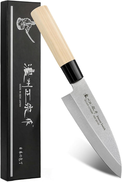 6.7 Inch Santoku Knife, Made in Japan, Ultra Sharp AUS-8 High Carbon Stainless Steel Japanese Chef Knife with Ergonomic Sakura Handle, Kitchen Knife Gifts for Women Men