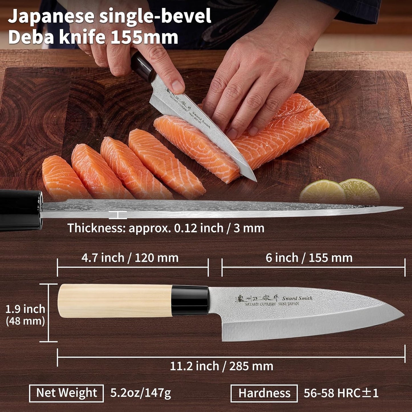 6.7 Inch Santoku Knife, Made in Japan, Ultra Sharp AUS-8 High Carbon Stainless Steel Japanese Chef Knife with Ergonomic Sakura Handle, Kitchen Knife Gifts for Women Men
