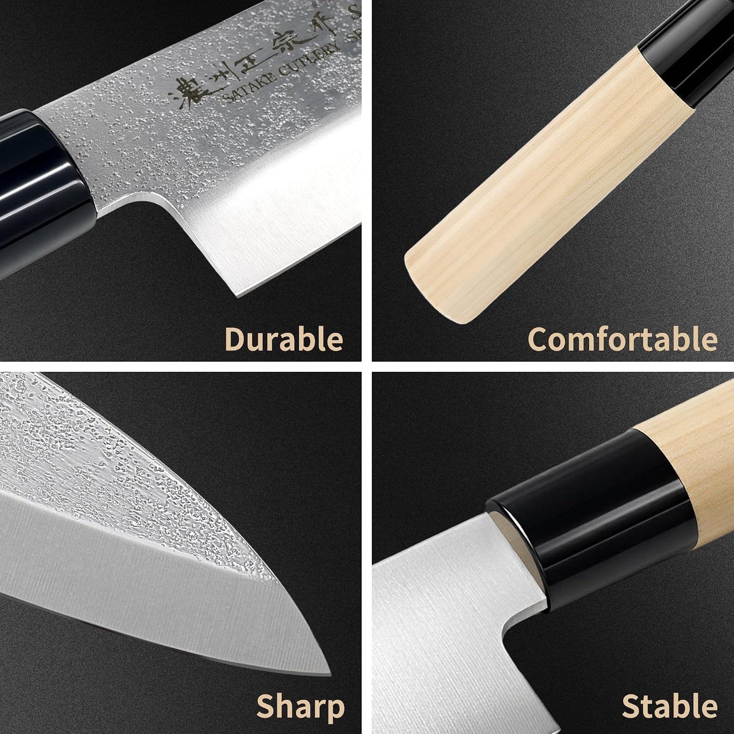 6.7 Inch Santoku Knife, Made in Japan, Ultra Sharp AUS-8 High Carbon Stainless Steel Japanese Chef Knife with Ergonomic Sakura Handle, Kitchen Knife Gifts for Women Men