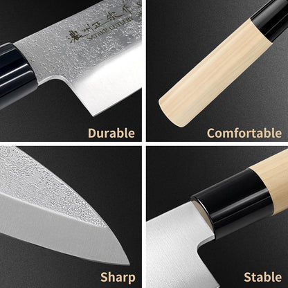 6.7 Inch Santoku Knife, Made in Japan, Ultra Sharp AUS-8 High Carbon Stainless Steel Japanese Chef Knife with Ergonomic Sakura Handle, Kitchen Knife Gifts for Women Men