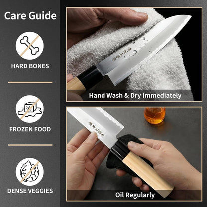 6.7 Inch Santoku Knife, Made in Japan, Ultra Sharp AUS-8 High Carbon Stainless Steel Japanese Chef Knife with Ergonomic Sakura Handle, Kitchen Knife Gifts for Women Men