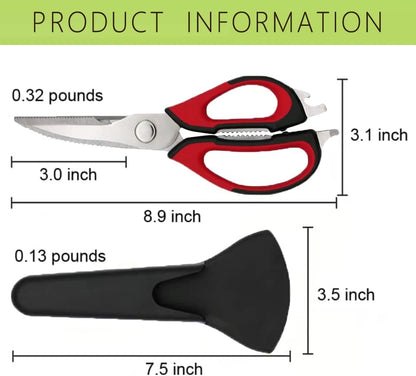 Multifunction Kitchen Shears Come Apart Dishwasher Safe Food Scissors Heavy Duty 6-In-1, Easy Wash with Magnetic Holder, for Food, Meat, Fish and Vegetable, etc. (Green)