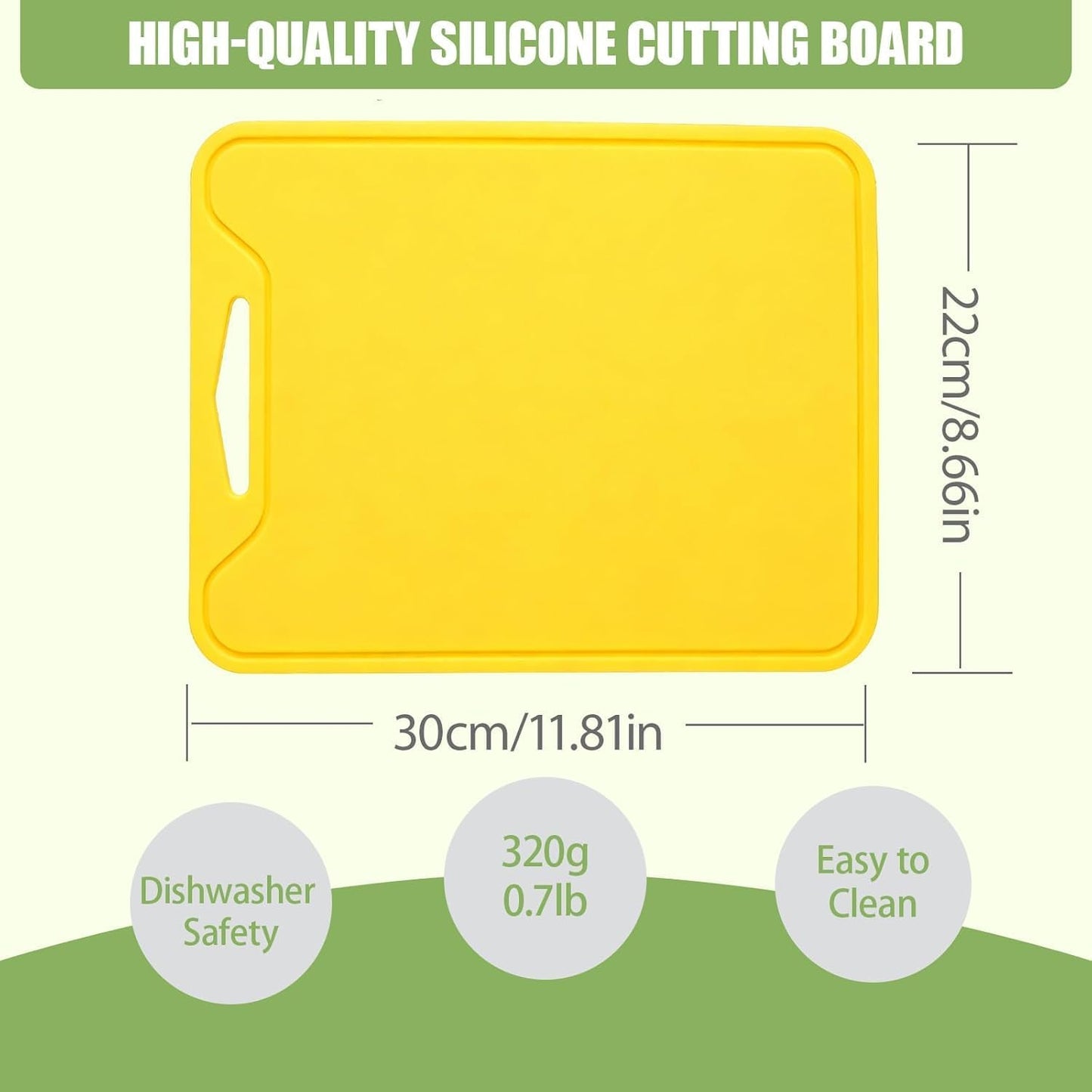 Silicone Cutting Board,8.6 * 11.8in BPA Free Flexible Kitchen Chopping Board for Meat, Vegetables and Fruit,Dishwasher Safe (Yellow)