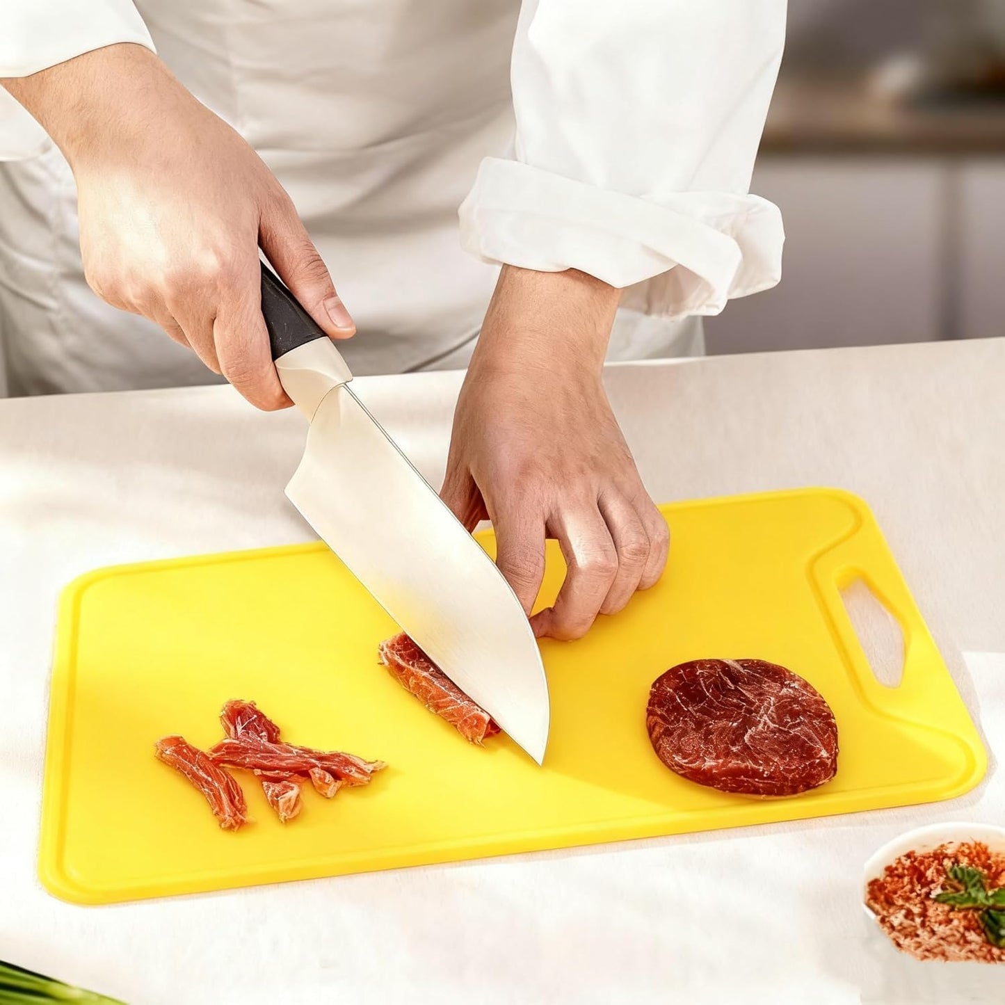 Silicone Cutting Board,8.6 * 11.8in BPA Free Flexible Kitchen Chopping Board for Meat, Vegetables and Fruit,Dishwasher Safe (Yellow)