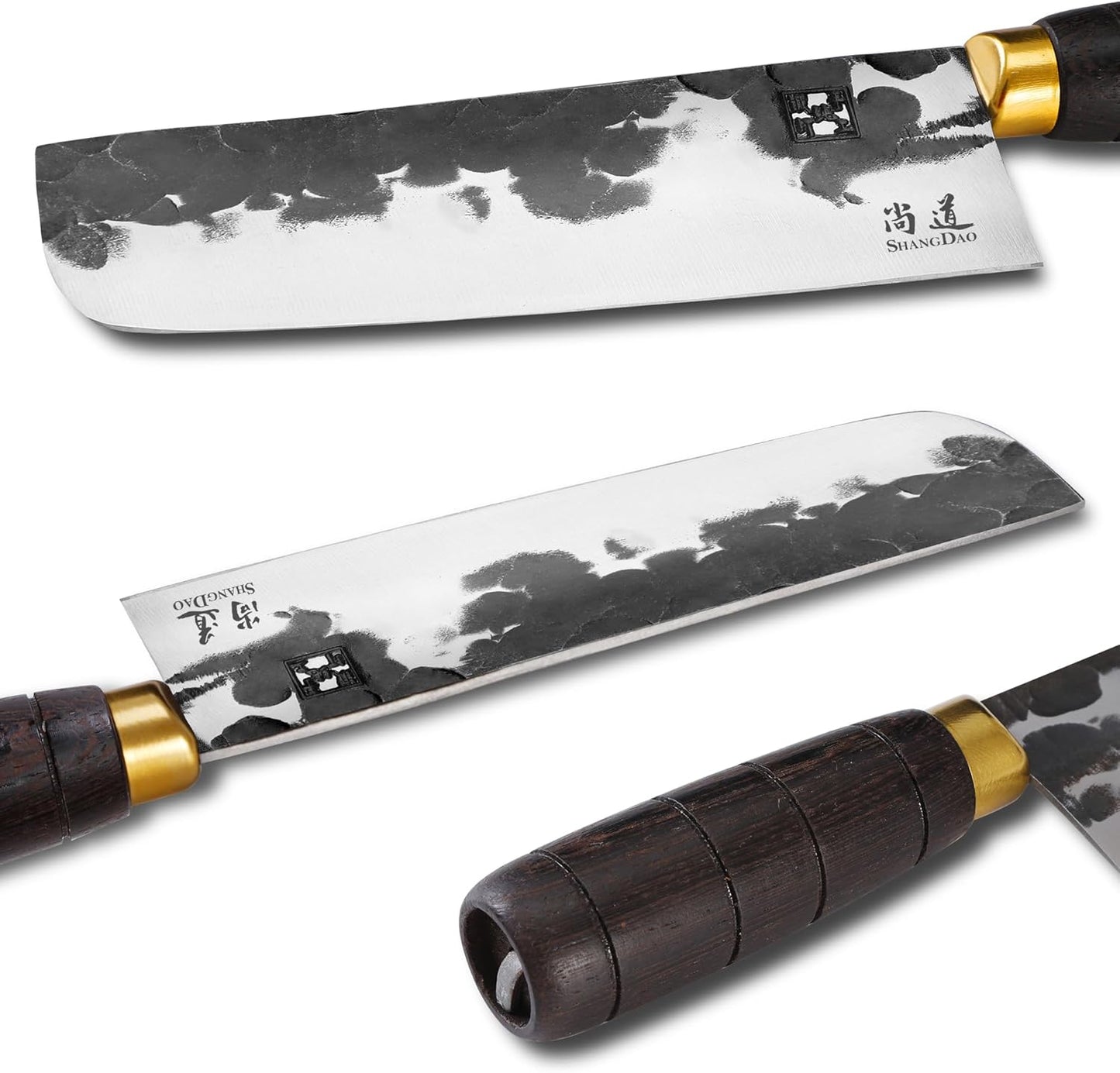 Japanese Nakiri Chef Knife 7 Inch, Professional Nakiri Knife, High Carbon Stainless Steel Hand Forged Vegetable Kitchen Knife, Sharp Meat Cleaver Kitchen Knives, wood Handle and Gift Box