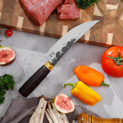 Japanese Nakiri Chef Knife 7 Inch, Professional Nakiri Knife, High Carbon Stainless Steel Hand Forged Vegetable Kitchen Knife, Sharp Meat Cleaver Kitchen Knives, wood Handle and Gift Box