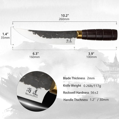 Japanese Nakiri Chef Knife 7 Inch, Professional Nakiri Knife, High Carbon Stainless Steel Hand Forged Vegetable Kitchen Knife, Sharp Meat Cleaver Kitchen Knives, wood Handle and Gift Box