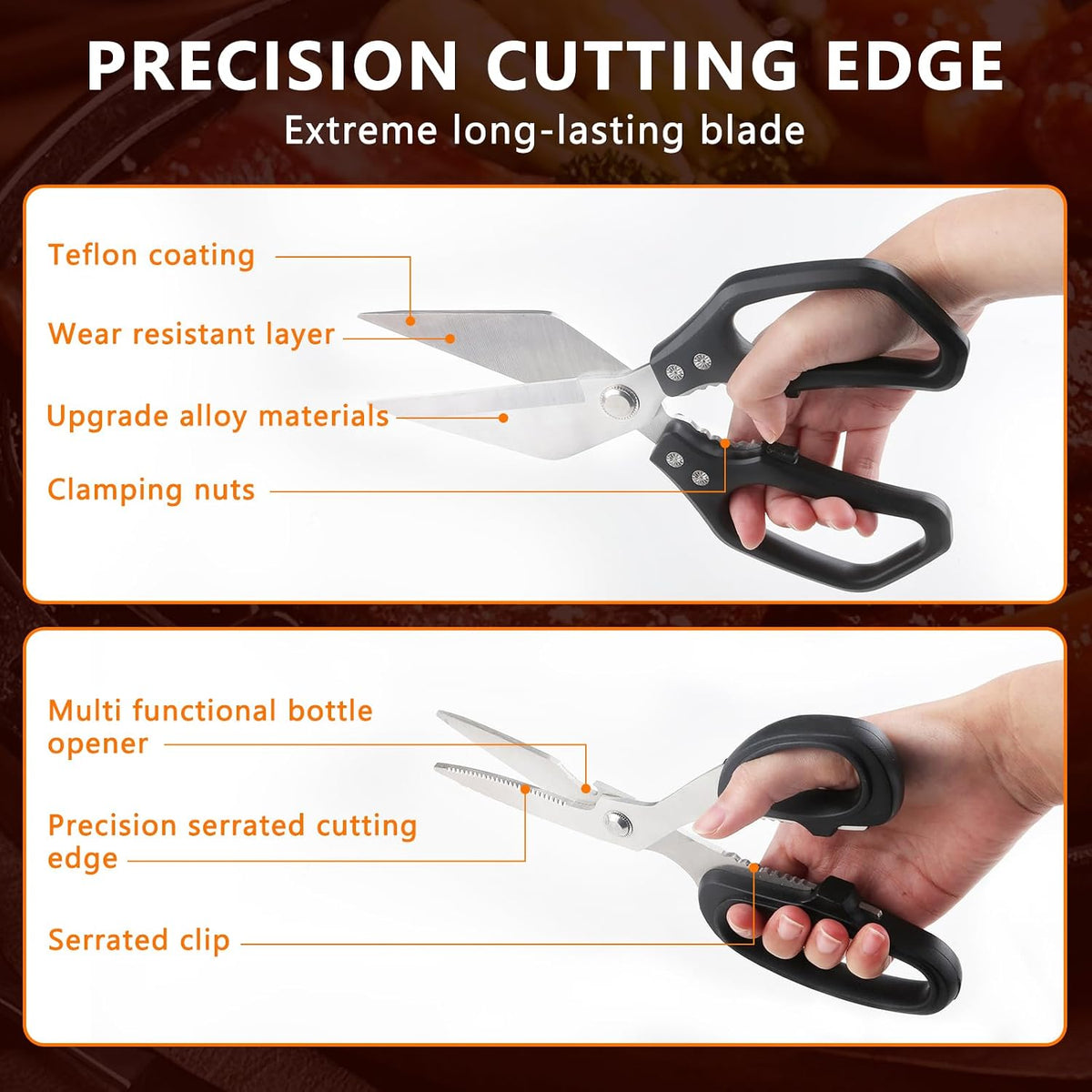 2-Piece Kitchen Scissors Heavy Duty, Stainless Steel Kitchen Shears