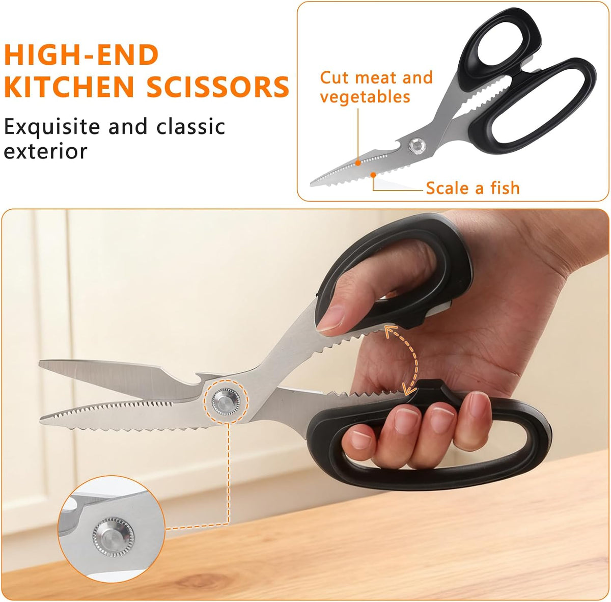 2-Piece Kitchen Scissors Heavy Duty, Stainless Steel Kitchen Shears