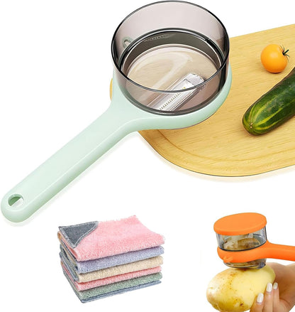 Double-Sided Stainless Steel Peeling Knife With Storage Box (Green) | Vegetable Fruit Peeler Container, Vegetable Peelers for Home Kitchen, Double-Sided Stainless Steel Multi-Function Peeler