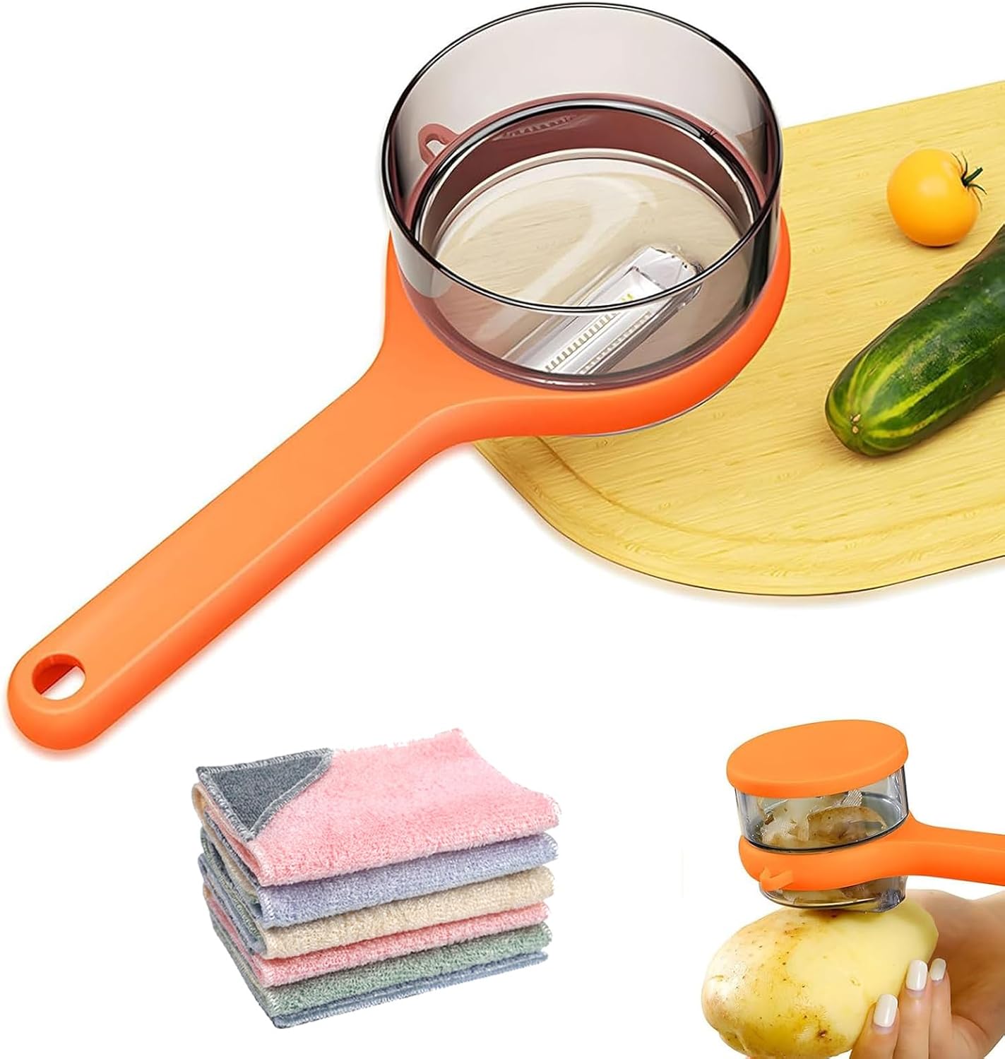 Double-Sided Stainless Steel Peeling Knife With Storage Box (Green) | Vegetable Fruit Peeler Container, Vegetable Peelers for Home Kitchen, Double-Sided Stainless Steel Multi-Function Peeler