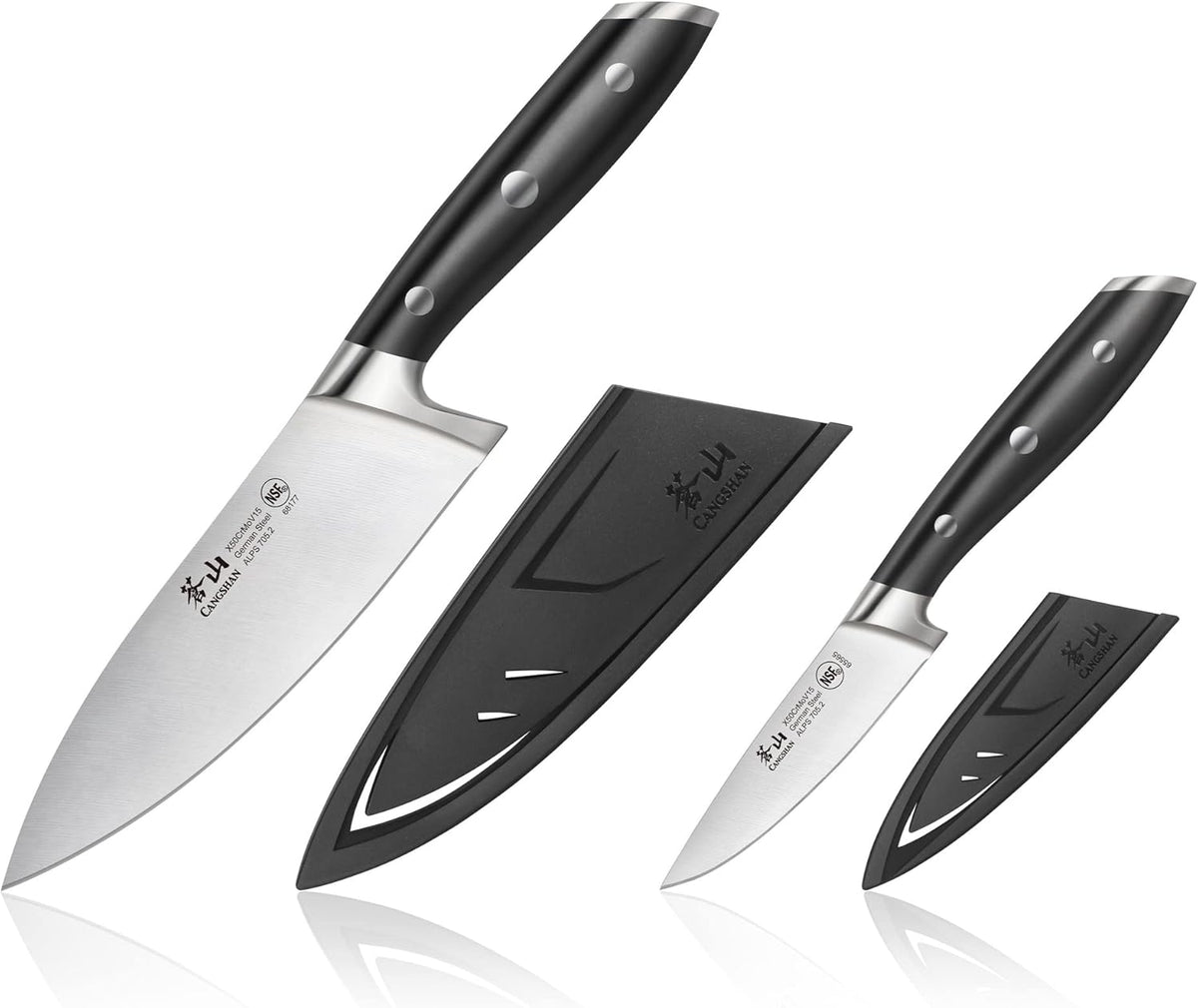 Cangshan ALPS Series 502797 German Steel Forged 2-Piece Starter Set with Sheaths, Black